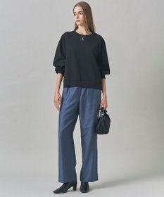 ICB 【洗える】ウールワッシャーツイル ワイドストレートパンツ