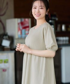 Tiaclasse リブ切替スカラップニットチュニック