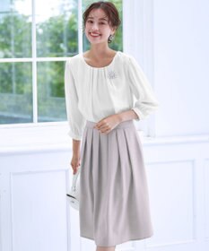 Tiaclasse 【洗える】ブラウスドッキングツイードワンピース