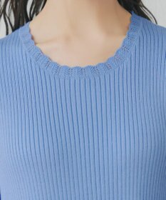 Tiaclasse リブ切替スカラップニットチュニック