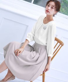 Tiaclasse 【洗える】ブラウスドッキングツイードワンピース