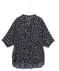 ICB 【WEB限定カラーあり・洗える】Back Satin Amunzen キーネックブラウス