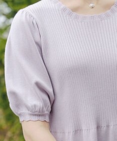 Tiaclasse リブ切替スカラップニットチュニック