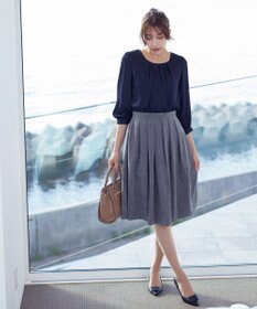 Tiaclasse 【洗える】ブラウスドッキングツイードワンピース