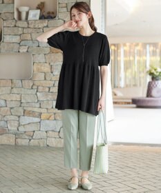 Tiaclasse リブ切替スカラップニットチュニック