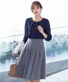 Tiaclasse 【洗える】ブラウスドッキングツイードワンピース