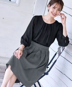 Tiaclasse 【洗える】ブラウスドッキングツイードワンピース