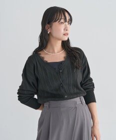 Green Parks レースドッキングニットカーディガン