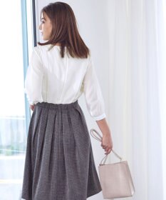 Tiaclasse 【洗える】ブラウスドッキングツイードワンピース