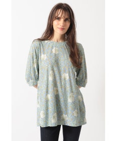 DAKS ボタニカルプリント七分袖プルオーバー