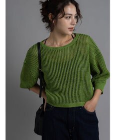 Te chichi スパンコールメッシュハーフスリーブニット《2025Autumn catalog item》