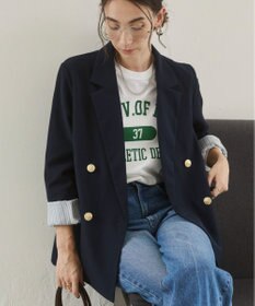 WEGO 【ANGIE VINTAGE/S/Mサイズ展開 / オケージョン対応 / セレモニー対応】ゴールドボタン テーラードジャケット / 金ボタン ダブル ブレザー