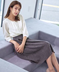 Tiaclasse 【洗える】ブラウスドッキングツイードワンピース