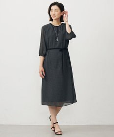 J.PRESS LADIES L 【洗える】ドットフロッキープリント ワンピース