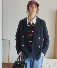 WEGO 【ANGIE VINTAGE/S/Mサイズ展開 / オケージョン対応 / セレモニー対応】ゴールドボタン テーラードジャケット / 金ボタン ダブル ブレザー