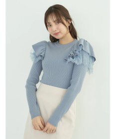 earth music&ecology ショルダーチュールレースプルオーバー