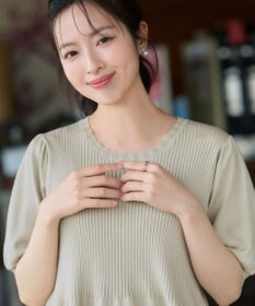 Tiaclasse リブ切替スカラップニットチュニック