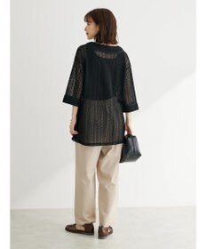 Green Parks 綿麻混タックテーパードパンツ