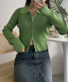 WEGO Wジップコンパクトニットカーデ