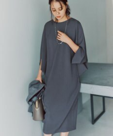 ICB 【洗える】 ウールライクストレッチ ドルマンスリーブワンピース