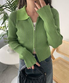 WEGO Wジップコンパクトニットカーデ