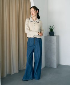 earth music&ecology バイカラートリムニットカーディガン