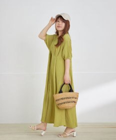 Tiaclasse L 【新色追加・洗える】ワッフルVネックワンピース