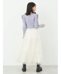 earth music&ecology ハートネック袖パールニットプルオーバー