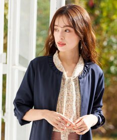 Tiaclasse 【洗える】大人可愛い衿ギャザーミディアムコート