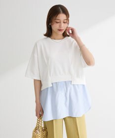 Green Parks 裾タックミニ裏毛シャツドッキングチュニック