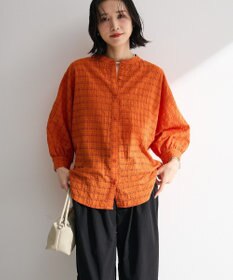 Green Parks シアーチェック７分袖シャツ