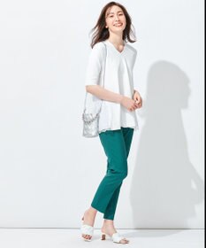 自由区 【洗える】クレープストレッチ バックレース ニット