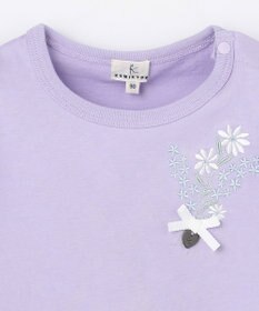 組曲 KIDS 【80-100㎝】 フラワーコサージュTシャツ