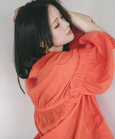 YECCA VECCA 綿麻シアーボリュームギャザーシャツ