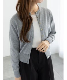 Te chichi メタルスクエア釦クルーネックカーディガン