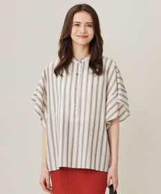 自由区 L 【洗える】テンセルリネンデザイン ブラウス