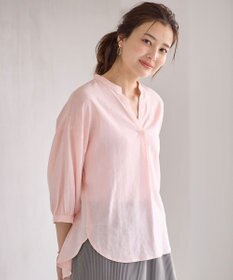 ANY L 【手洗い可能】ヨーロピアンリネンスキッパーネックブラウス