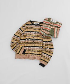 muuc 〈高品質シルク100%〉〈通年着られる〉袖リブあり シェルボタン使用 透かしレース編み シルクマルチボーダーカーディガン