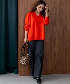 23区 L 【Lサイズ限定/洗える】ヴィスコースストレッチ Ｖネック ニット