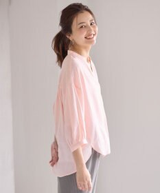 ANY L 【手洗い可能】ヨーロピアンリネンスキッパーネックブラウス