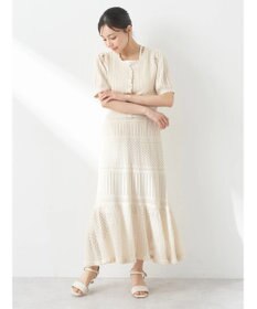earth music&ecology ２点ＳＥＴ透かし編みカーディガン＋裾フレアスカート