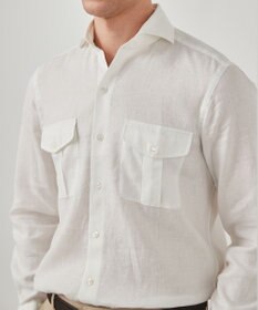 GOTAIRIKU ノルマンディリネン使用【洗える】カッタウェイカラー ソフトリネンシャツ