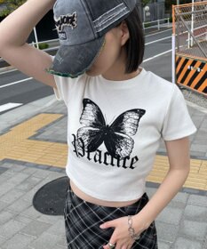 WEGO バタフライプリントリブT