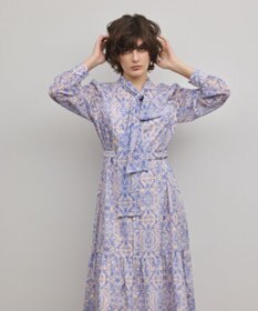 GRACE CONTINENTAL ダマスク柄風プリントワンピース