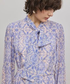 GRACE CONTINENTAL ダマスク柄風プリントワンピース