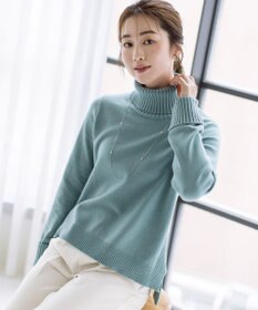Tiaclasse 【洗える】もっちり柔らかいリブタートルプルオーバーニット