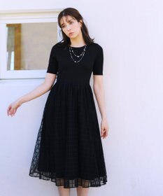 Tiaclasse 【洗える】異素材ドッキングワンピース