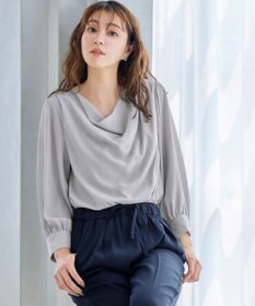Tiaclasse L 【洗える】胸元ドレープブラウス