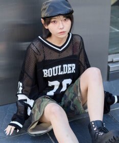 WEGO ナンバリングメッシュニットプルオーバー