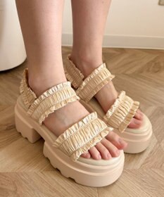 WEGO 厚底フリルギャザーサンダル